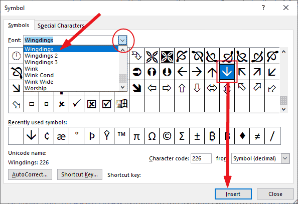 wingdings not working in word for mac